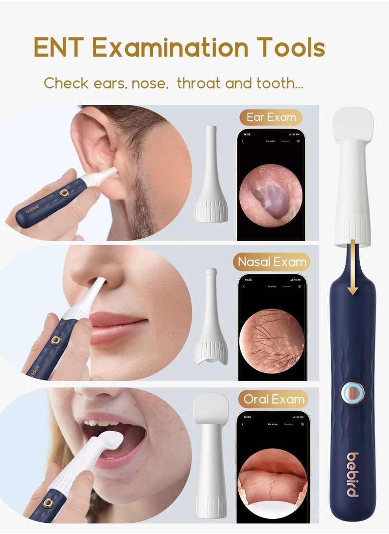 Bebird - Earsight Plus Ear Wax Removal Tool – HD Camera Ear Cleaner with WiFi App, 4-in-1 Cleaning Kit (Spade/Spoon/Picker/Tweezers), Soft Silicone Tips, Rechargeable & Wireless for Safe, Visual Ear Cleaning – Dark Blue - Image 1