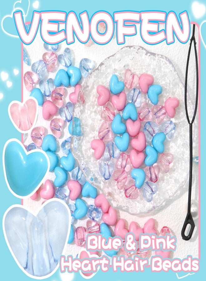 VENOFEN 88PCS Heart Hair Beads Pink Blue Loc Jewelry Cute Dreadlock Bead Accessories Lovely Heart Shape Design Braids Beads for Kids Girls - Image 2