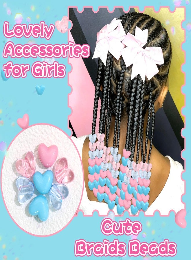 VENOFEN 88PCS Heart Hair Beads Pink Blue Loc Jewelry Cute Dreadlock Bead Accessories Lovely Heart Shape Design Braids Beads for Kids Girls - Image 3