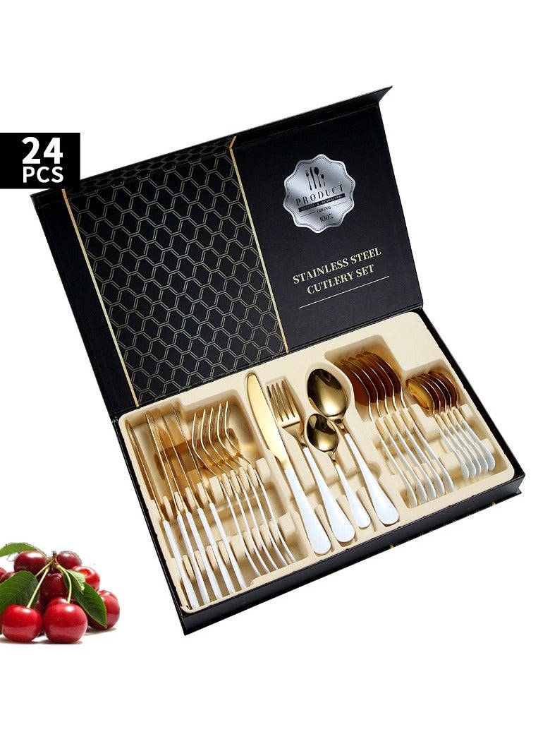 Y&D 24-Piece Steak Knife Fork Spoon Cutlery Gift Box Set 
