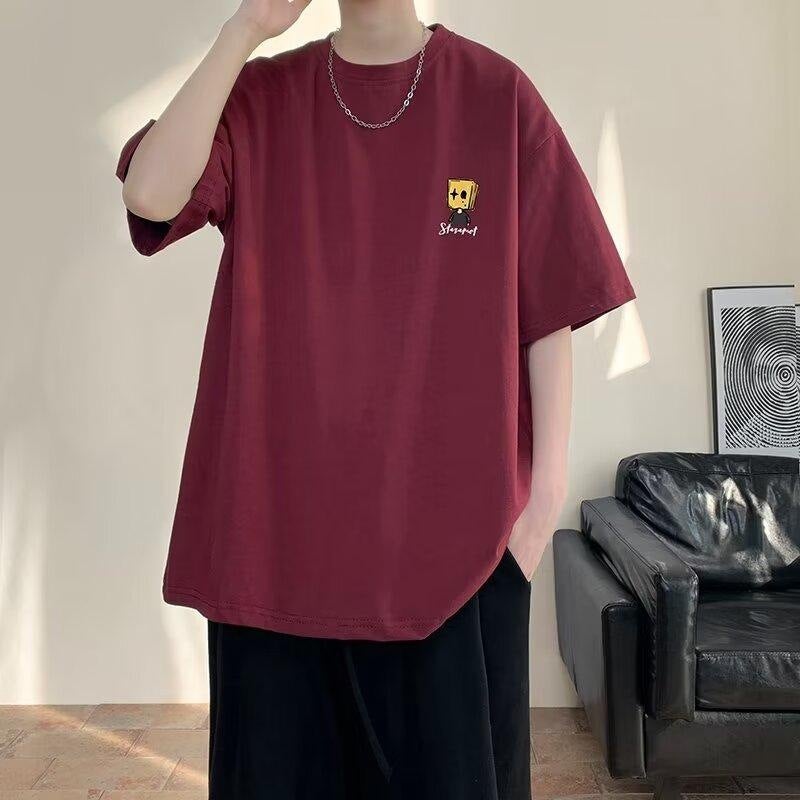 Oversize Cotton Short-Sleeved T-Shirt Men'S Spring And American Style Trendy T-Shirt Loose Base Shirt Summer Top - Image 1