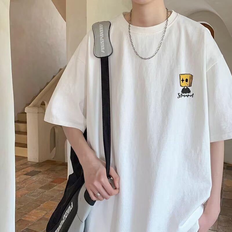 Oversize Cotton Short-Sleeved T-Shirt Men'S Spring And American Style Trendy T-Shirt Loose Base Shirt Summer Top - Image 2