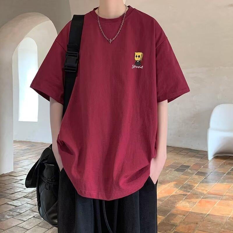 Oversize Cotton Short-Sleeved T-Shirt Men'S Spring And American Style Trendy T-Shirt Loose Base Shirt Summer Top - Image 4