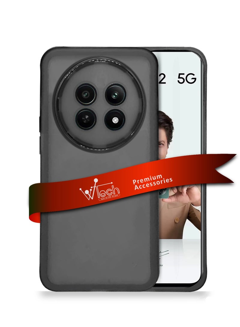 دبليو تيك حافظة لهاتف Realme 12x 5G 2024 باللون الأسود الناعم والشفاف من السيليكون بولي يوريثان فائق النحافة أنيق مطلي بحدود الكاميرا - Image 1