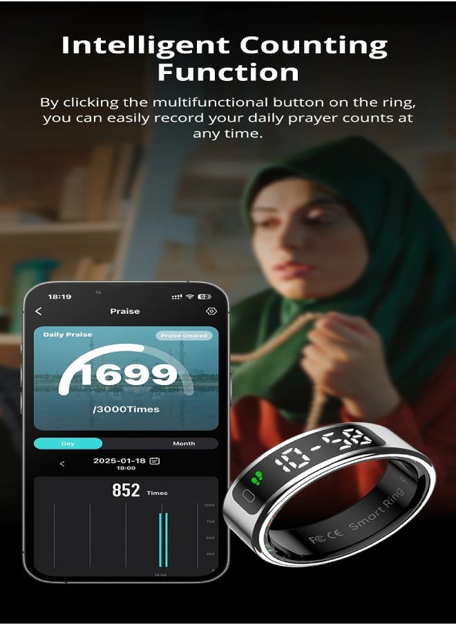 ColMi - COLMI R12 Smart Ring with Display Screen and Touch, Health Manager, Wireless Charging, 5 ATM Waterproof For Men Women - Image 1