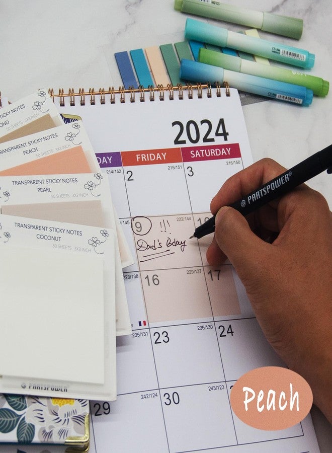 PARTSPOWER Pastel Transparent Sticky Notes, 4 Pads 3X3 Inch See Through Annotating Sticky Notes for Annotating, Bible Journaling Supplies, Office School Supplies, 50 Sheets/Pad - Image 4