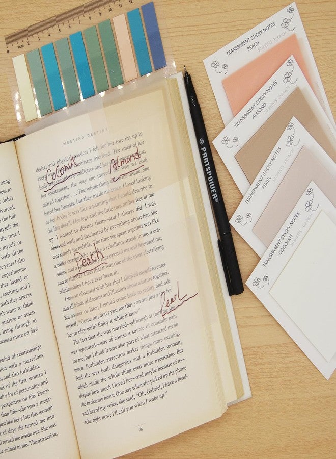 PARTSPOWER Pastel Transparent Sticky Notes, 4 Pads 3X3 Inch See Through Annotating Sticky Notes for Annotating, Bible Journaling Supplies, Office School Supplies, 50 Sheets/Pad - Image 3