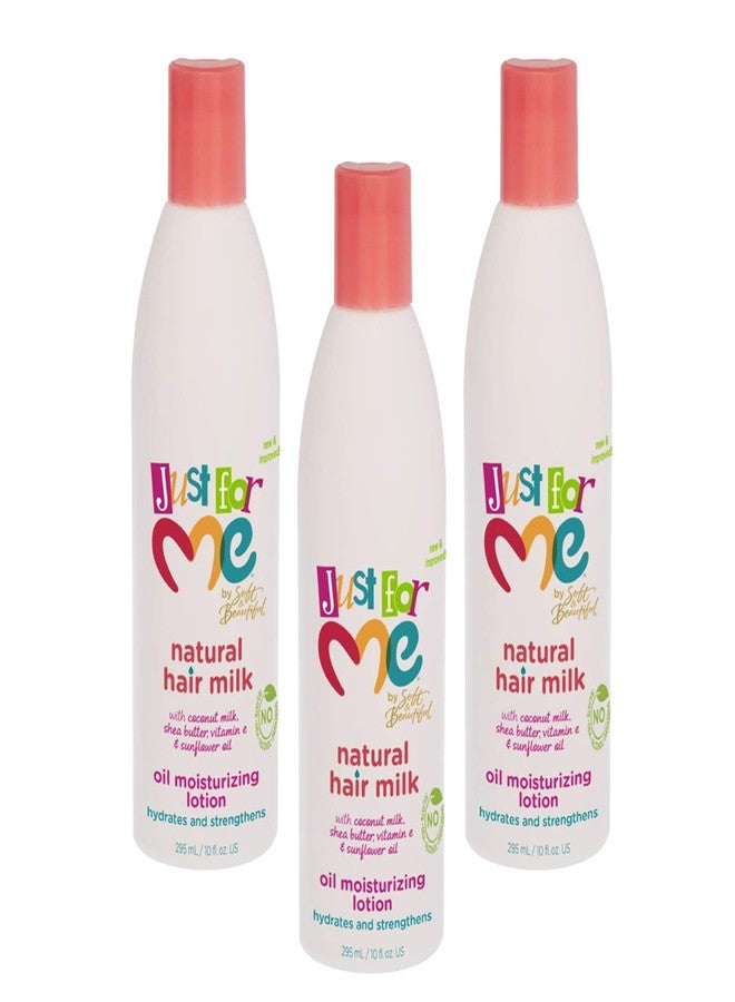 Just For Me Natural Hair Milk Lotion - Hydrates & Strengthens, Contains Coconut Milk, Shea Butter, Vitamin E, Sunflower Oil, Lightweight Moisture, Reduces Frizz, 10 oz (3 Pack) - Image 1