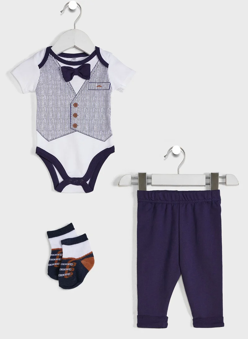 Little Gent Infant 3 Piece Striped Gift Set