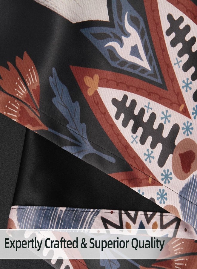BCLBUSTE Black Boho 95% Blackout Curtains 84 inch Long 2 Panels for Bedroom Vintage Farmhouse Room Darkening Curtains Abstract Mandala Patterned Print Black Out Grommet Drapes for Living Room,52Wx84L - Image 5