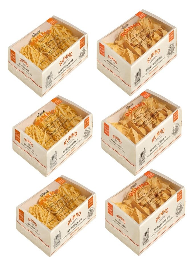 Rummo Egg Noodles Variety Pack - 6 Pack (0.55 lb Boxes) - Pappardelle & Fettuccine - Imported Italian Pasta - Premium Durum Wheat Egg Pasta - Restaurant Quality - Bulk Gourmet Pasta Set - Image 1