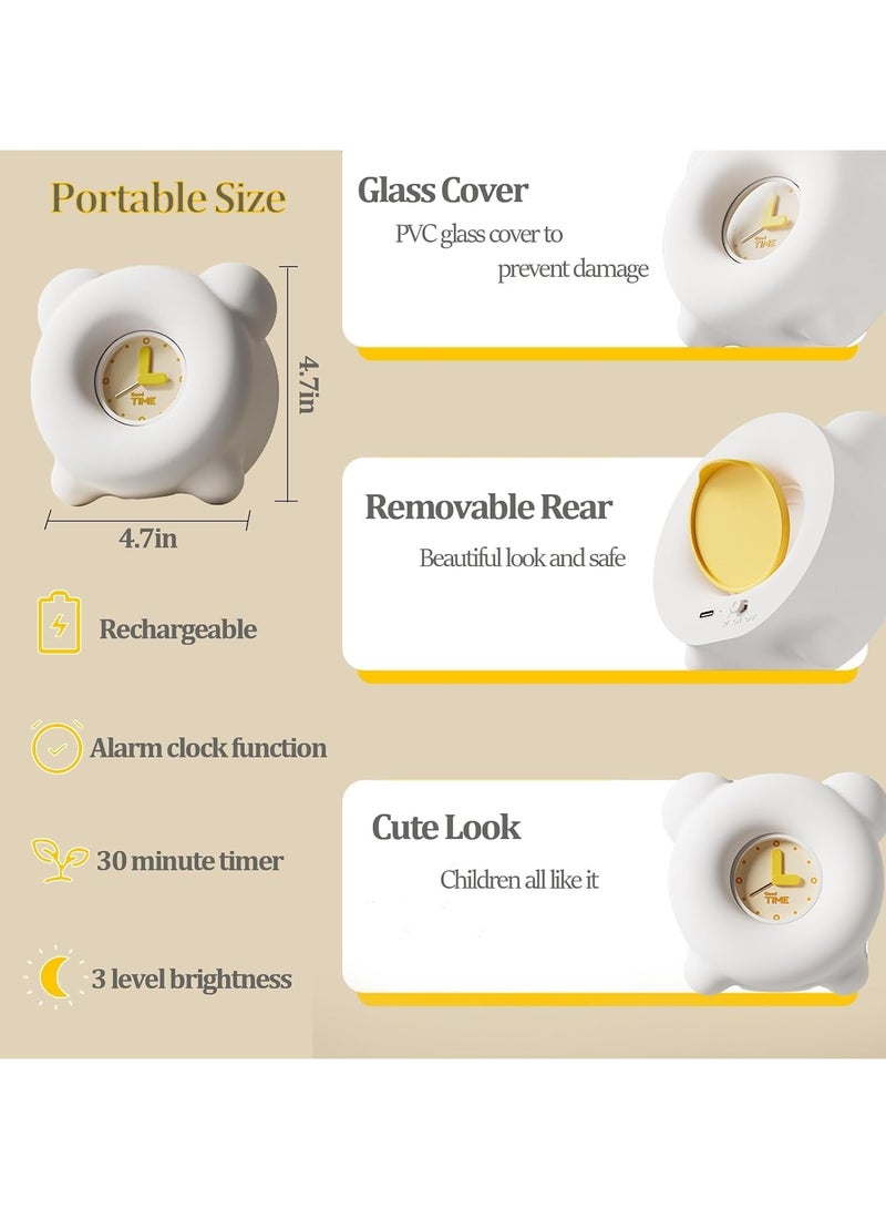 general Children's night light with mini alarm clock with tap control and timer, rechargeable LED light next to the night light - Image 4