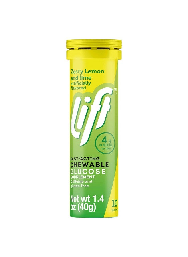 LIFT Glucose | Fast-Acting Glucose Chewable Energy Tablets | Lemon & Lime | 10 Ct Tube (Pack Of 12) - Image 1