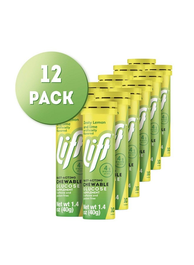 LIFT Glucose | Fast-Acting Glucose Chewable Energy Tablets | Lemon & Lime | 10 Ct Tube (Pack Of 12) - Image 2