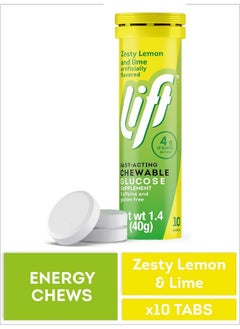 LIFT Glucose | Fast-Acting Glucose Chewable Energy Tablets | Lemon & Lime | 10 Ct Tube (Pack Of 12)  - Image 3
