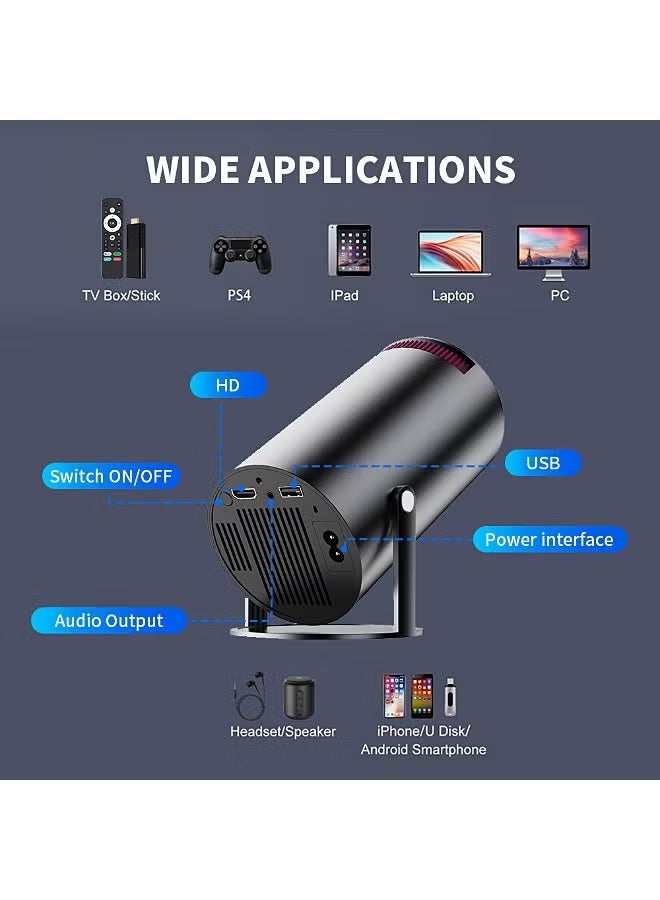 نيوترل جهاز عرض صغير قابل للدوران - يدعم 4K - جهاز عرض ذكي مزود بواي فاي مزدوج النطاق 5G وبلوتوث 5.0 - سينما منزلية محمولة - متوافق مع Android/iOS/Windows/TV Sticks/HDMI/USB (أسود) - Image 4