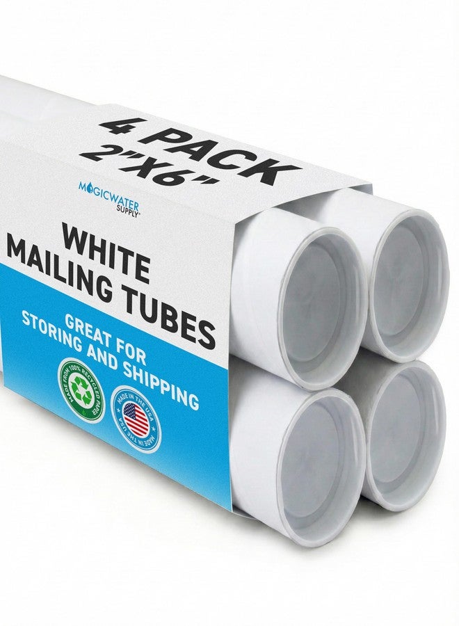 MagicWater Supply Mailing Tube 2 in x 6 in White - 4 Pack - for Shipping and Storage of Posters, Arts, Crafts, and Documents - Image 1