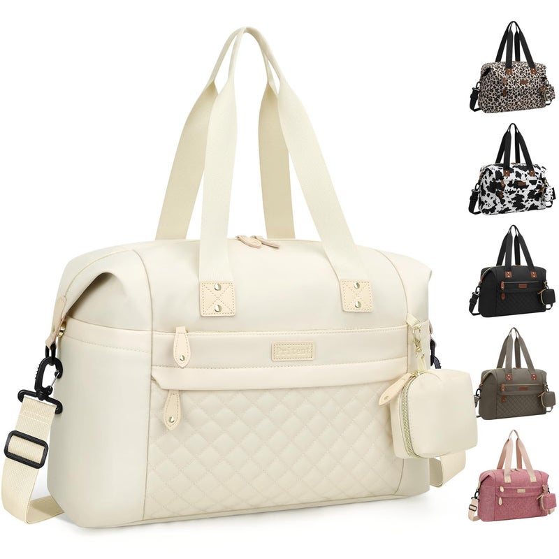 Pritent Diaper Bag Tote Diaper Baby Bags with Pacifier Case Shoulder Straps Stroller Clips Waterproof Large Mommy Maternity Travel Baby Bag for Mom and Dad white - Image 2
