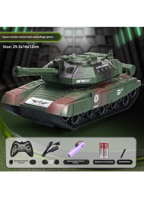 Toy Car Boy Tank Model Remote Control Tank Children's Large Track Remote Control Tank Four-way Simulation Generation-Color:Large Camouflage Green-Specifications:Value-for-money Dual Batteries +