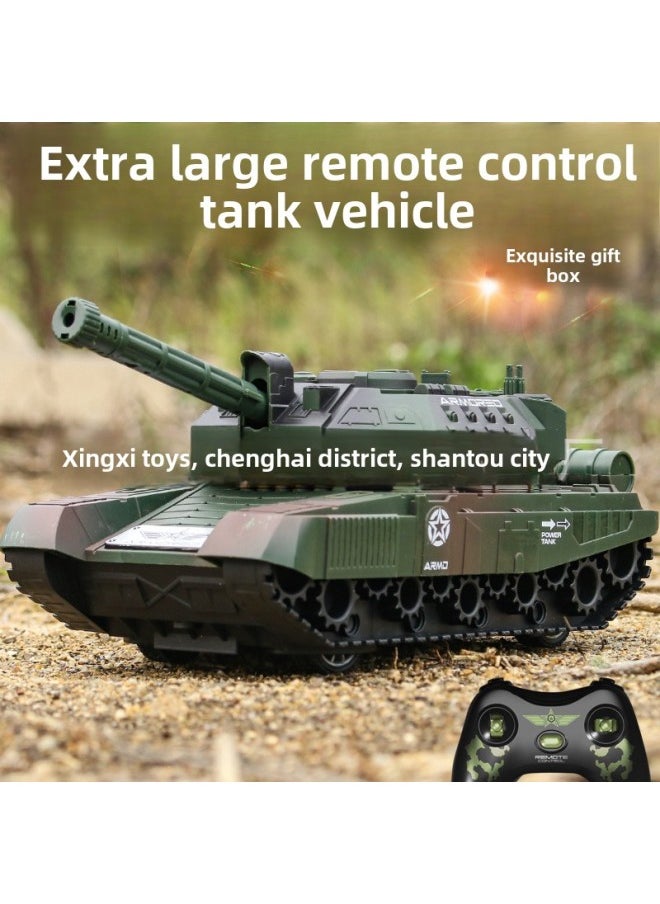 Toy Car Boy Tank Model Remote Control Tank Children's Large Track Remote Control Tank Four-way Simulation Generation-Color:Large Camouflage Green-Specifications:Value-for-money Dual Batteries +