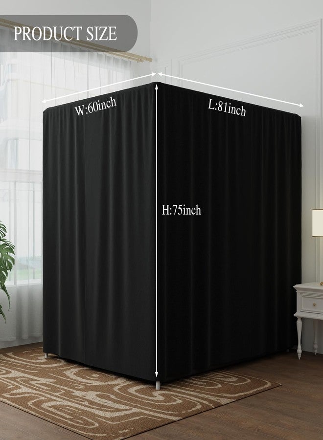 YRDKB Black Canopy Bed Curtains - 4 Corner Post Bed Curtains Queen Lightproof Siamesed Drapes Bed Canopy for Adults & Girls Bedroom Decoration(Black,Queen) - Image 2