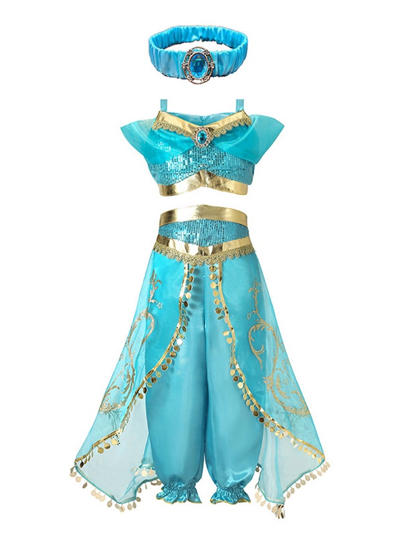 Arabest Aladdin Jasmine Princess Set Cute Princess Role Play Gorgeous Party Dress Costume Set with Accessory Kit - Image 1