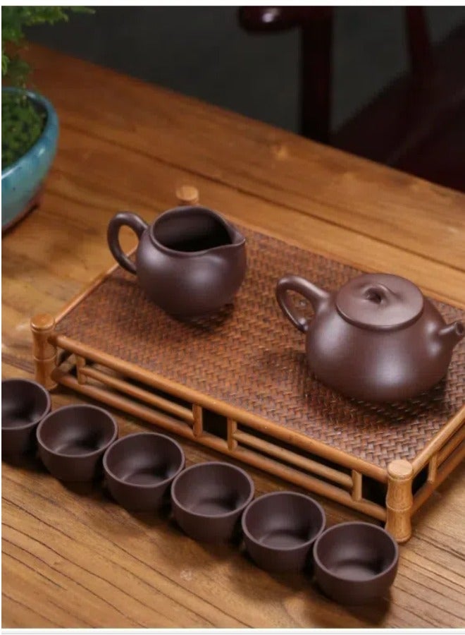8-مجموعة الصينية Yixing الطين وعاء الشاي مجموعة، تقليدية غونغفو الشاي مجموعة مع صندوق الهدايا، غرامة زيشا وعاء الشاي السيراميك للمنزل / المكتب / الهدايا (الطين الأرجواني) - Image 2