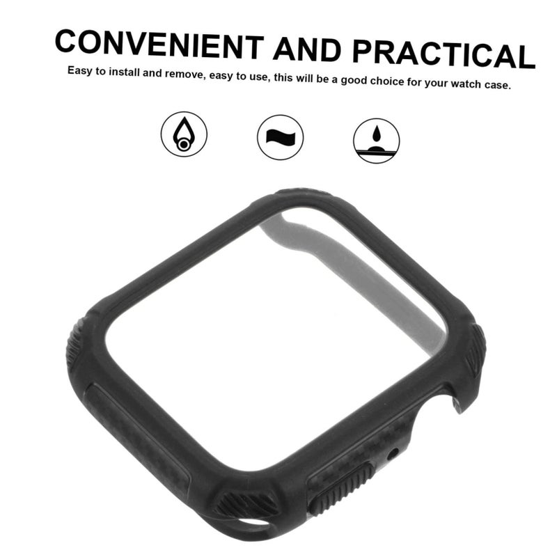 Full Protective Case For Watch TPU Tempered Glass Anti Scratch Bumper Shell Black - Image 3