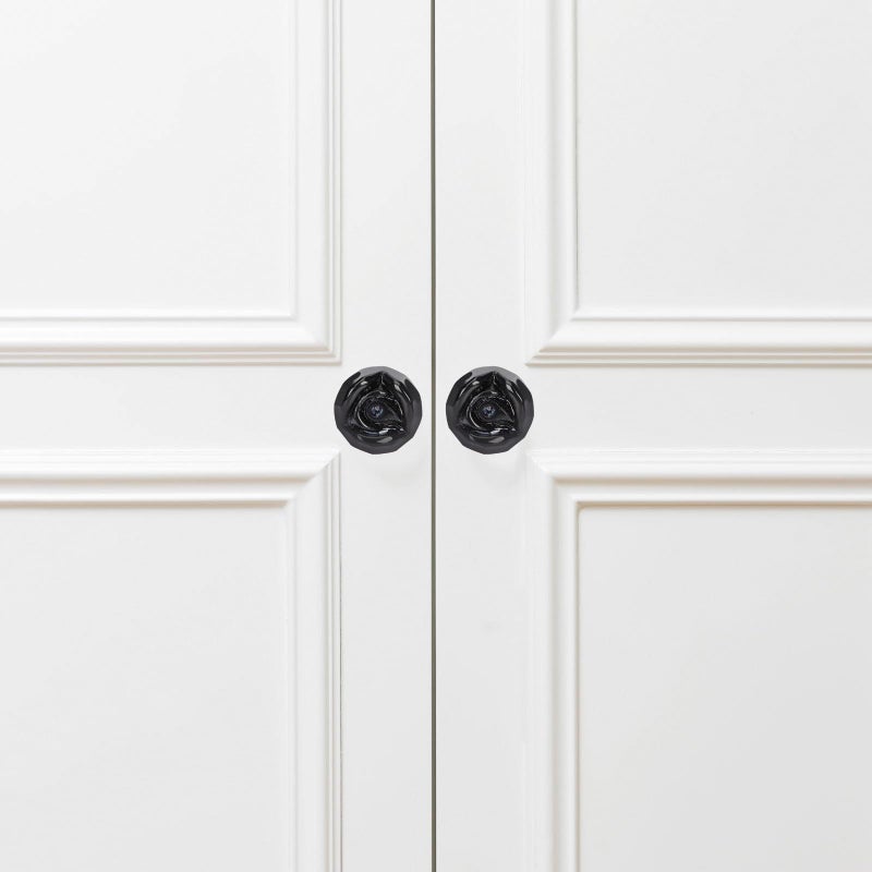 6Pcs Crystal Rose Cabinet Knobs Black Dresser Drawer Handles For Bedroom Furniture - Image 4