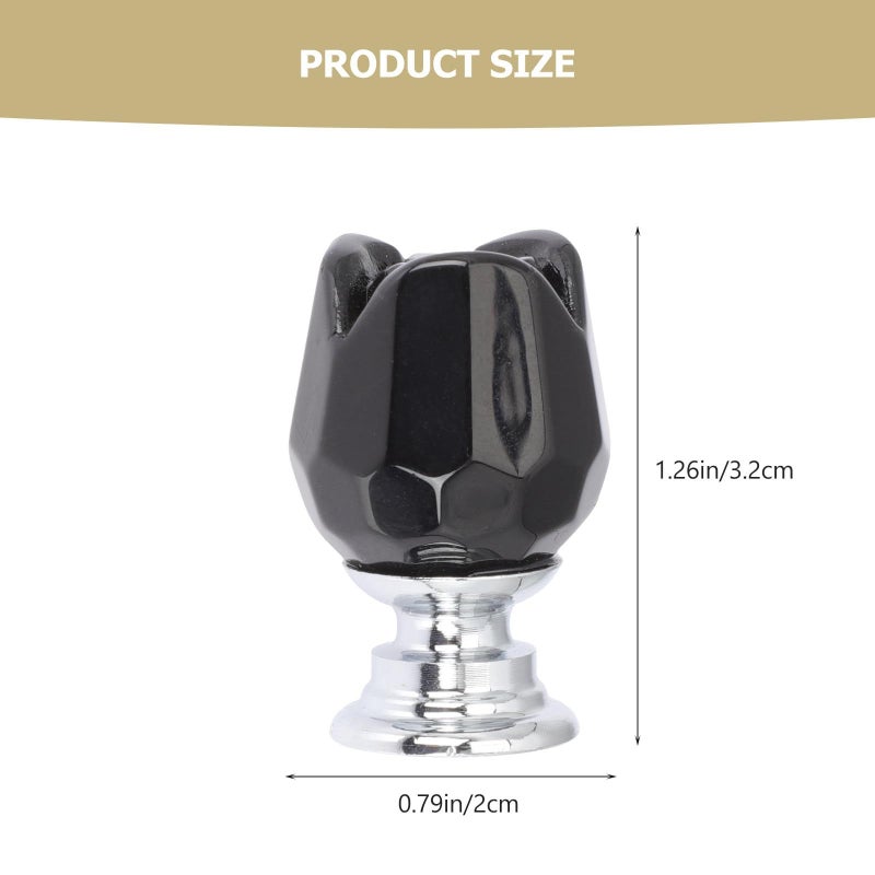 6Pcs Crystal Rose Cabinet Knobs Black Dresser Drawer Handles For Bedroom Furniture - Image 3