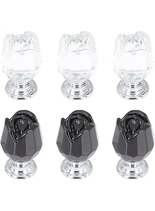 6Pcs Crystal Rose Cabinet Knobs Black Dresser Drawer Handles For Bedroom Furniture - Image 1