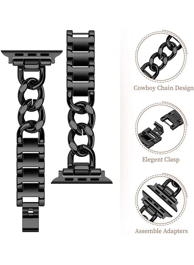 O Ozone Stainless Steel Bands For Apple Watch Series 10 9 8 7 6 5 4 SE , 38/40/41/42mm, Cool Chain Metal Bracelet Smartwatch Band- Black  - Image 3