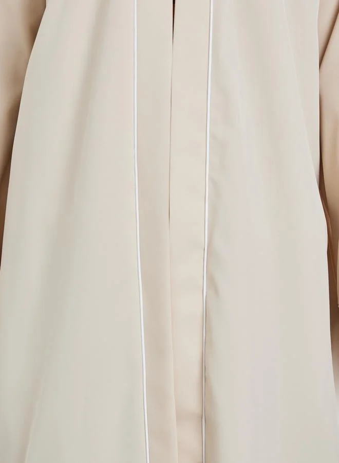 Styli Styli Women Beige Front Open Kimono with Pipping Detail