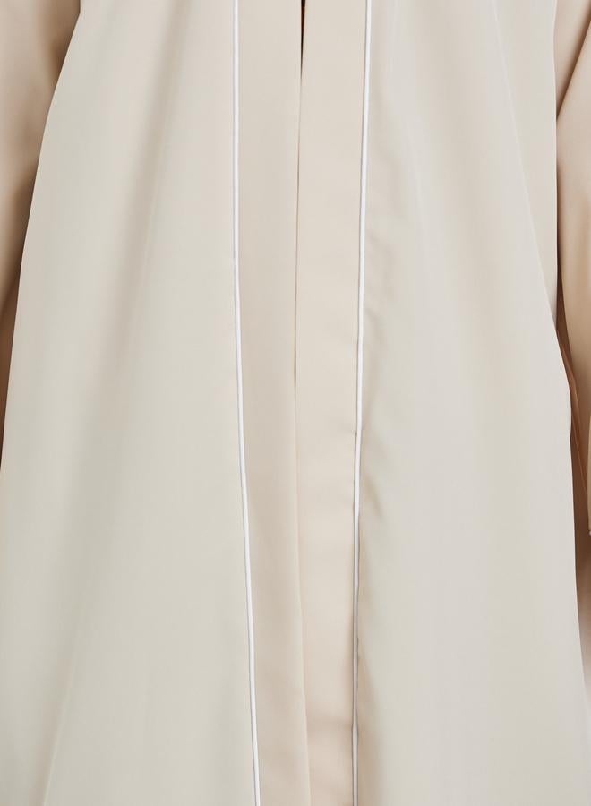 Take Two Women Beige Front Open Kimono with Pipping Detail - Image 3