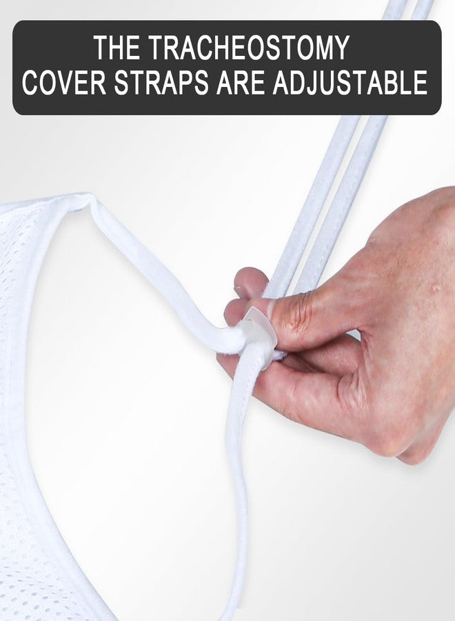 EHUCONMOV Breathable Tracheostomy Cover with Filter Layer & Adjustable Straps - Soft Mesh Post-Surgery Neck Stoma Protector for Adults,Practical Gift5 Pack-White, Large - Image 4