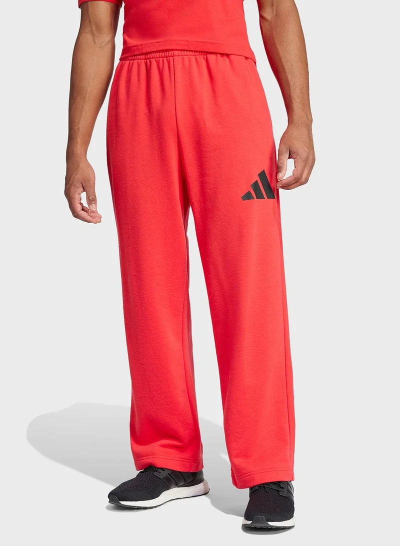 Adidas essentials wide leg three bar men pants