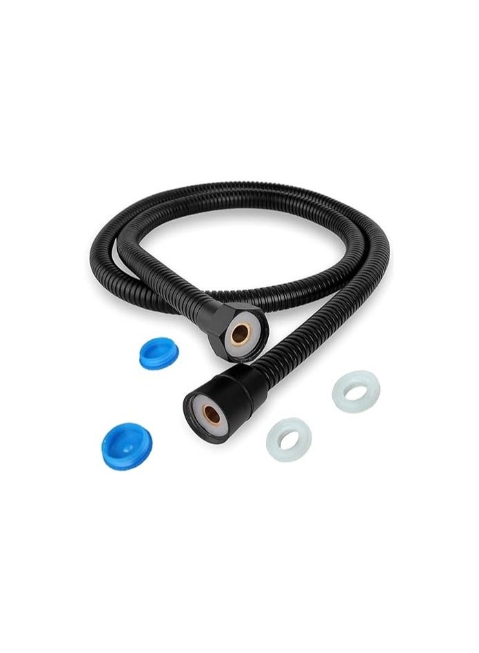 Black Stainless Steel Angle Valve with Black Shower Hose  - Image 3