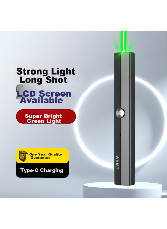 Whist A8 Black Laser Pointer, Green Light High-power Laser Pen, Outdoor Bright Long-range Construction Site Special Thick Light Indicator Pen, Led Screen Dedicated Green Rechargeable Infrared Teaching Pointer - Image 1