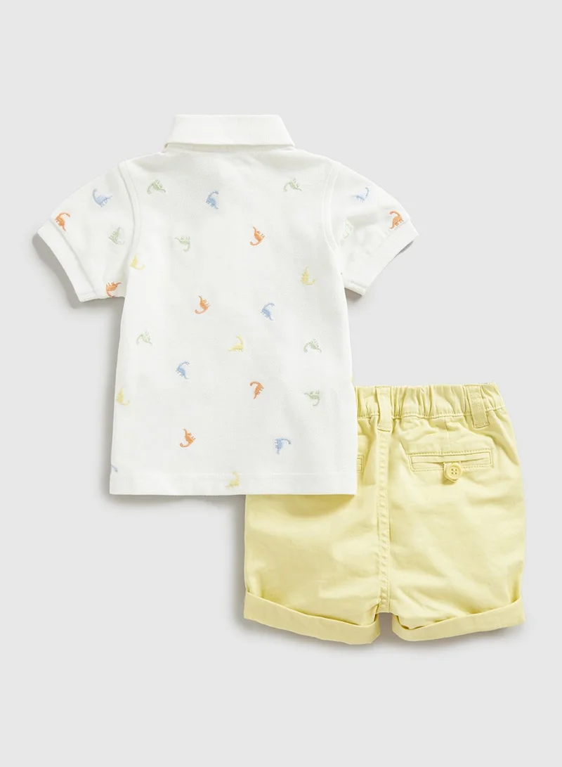 mothercare Kids Dino All Over Printed Polo & Shorts Set