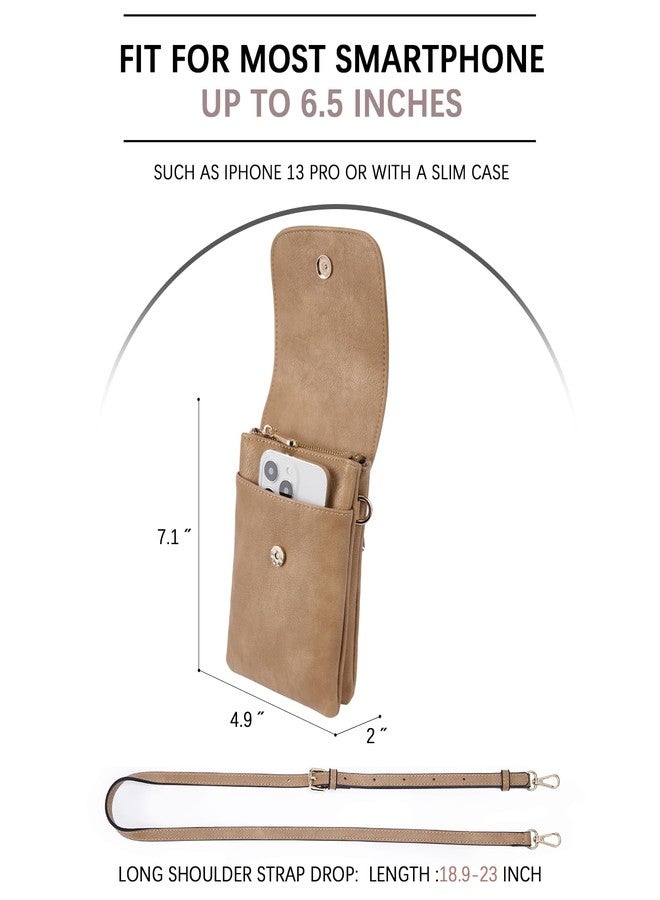 BOSTANTEN Vegan Leather Small Crossbody Bags for Women Designer Cell Phone Bag Wallet Purses Adjustable Strap, A-07-camel Brown, Small, Small Crossbody Bags for Women - Image 5