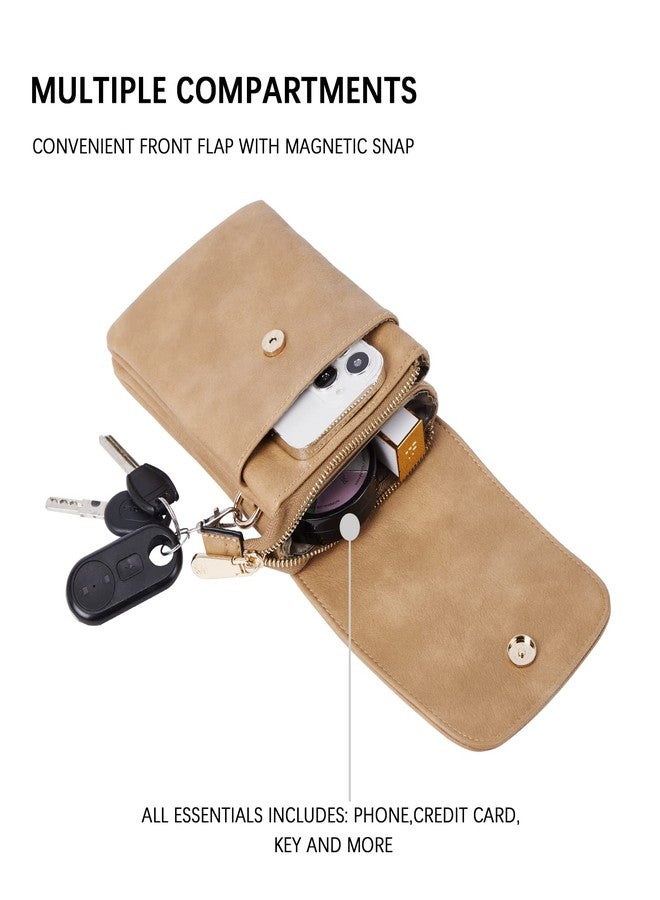 BOSTANTEN Vegan Leather Small Crossbody Bags for Women Designer Cell Phone Bag Wallet Purses Adjustable Strap, A-07-camel Brown, Small, Small Crossbody Bags for Women - Image 4