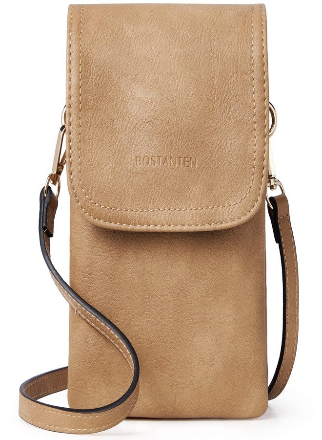 BOSTANTEN Vegan Leather Small Crossbody Bags for Women Designer Cell Phone Bag Wallet Purses Adjustable Strap, A-07-camel Brown, Small, Small Crossbody Bags for Women - Image 1