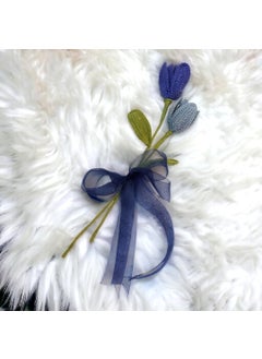 Happy Threads Happy Threads| Handmade Crochet Blue Open Tulips,Eco-Friendly & Elegant Flower Bouquets for Fathers Day & Other Occasions,Best Decorative & Gifting Items for Home and Office  - Image 1