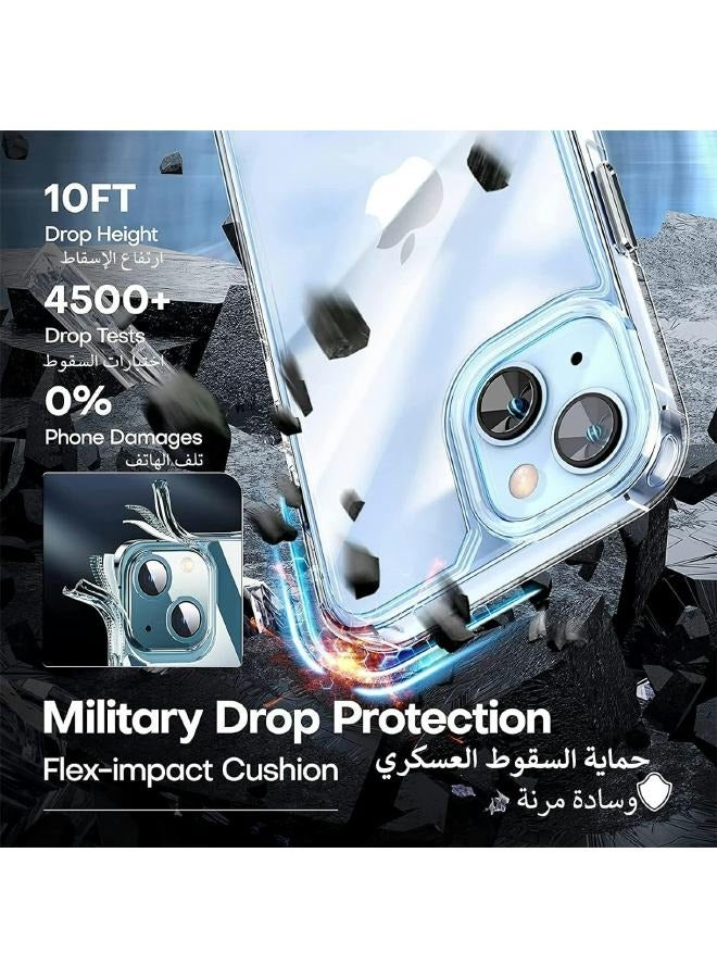 بكج حماية شفاف رفيع لايفون 14 بلس (iPhone 14 Plus) مع عبوة واحدة من واقيات الشاشة من الزجاج المقوى وقطعة واحدة من واقي عدسة الكاميرا، غطاء جوال لـ 14 ببلس (6.7 إنش) 2022 (3in1) - Image 4