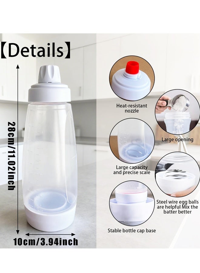 1000ml Pancake Batter Squeeze Dispenser with Mixing Ball For Waffles, Crepes & Baking - Image 2