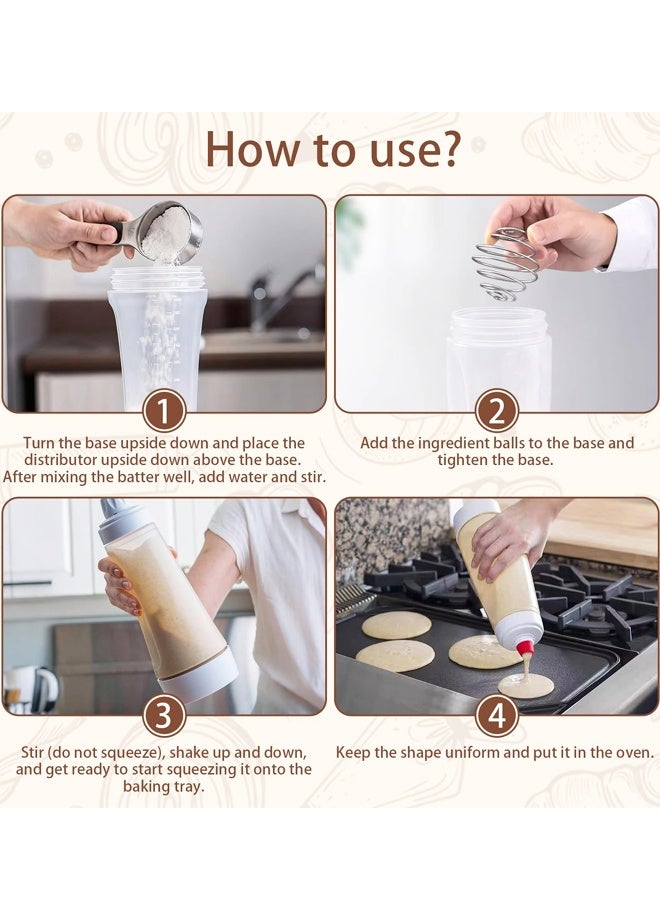 1000ml Pancake Batter Squeeze Dispenser with Mixing Ball For Waffles, Crepes & Baking - Image 3