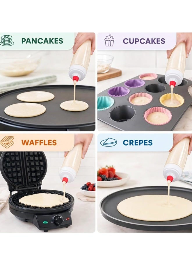 1000ml Pancake Batter Squeeze Dispenser with Mixing Ball For Waffles, Crepes & Baking - Image 4