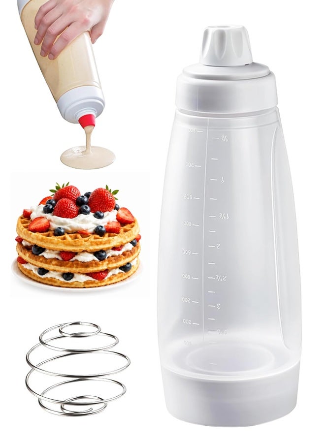 1000ml Pancake Batter Squeeze Dispenser with Mixing Ball For Waffles, Crepes & Baking - Image 1