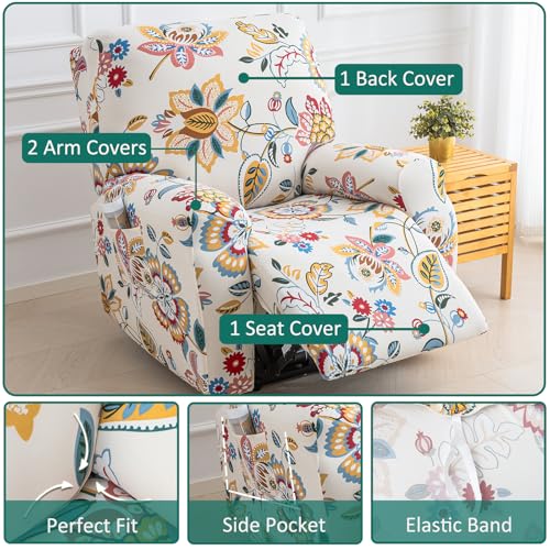 NILUOH Recliner Covers 4 Pieces Stretch Lazy Boy Recliner Chair Covers That Stay in Place, Covers for Electric Power Lift Reclining Chair, Washable Furniture Protector for Pet, Kids, Living Room - Image 2