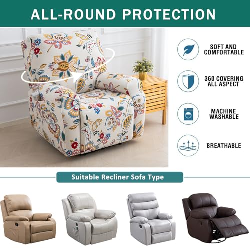 NILUOH Recliner Covers 4 Pieces Stretch Lazy Boy Recliner Chair Covers That Stay in Place, Covers for Electric Power Lift Reclining Chair, Washable Furniture Protector for Pet, Kids, Living Room - Image 5